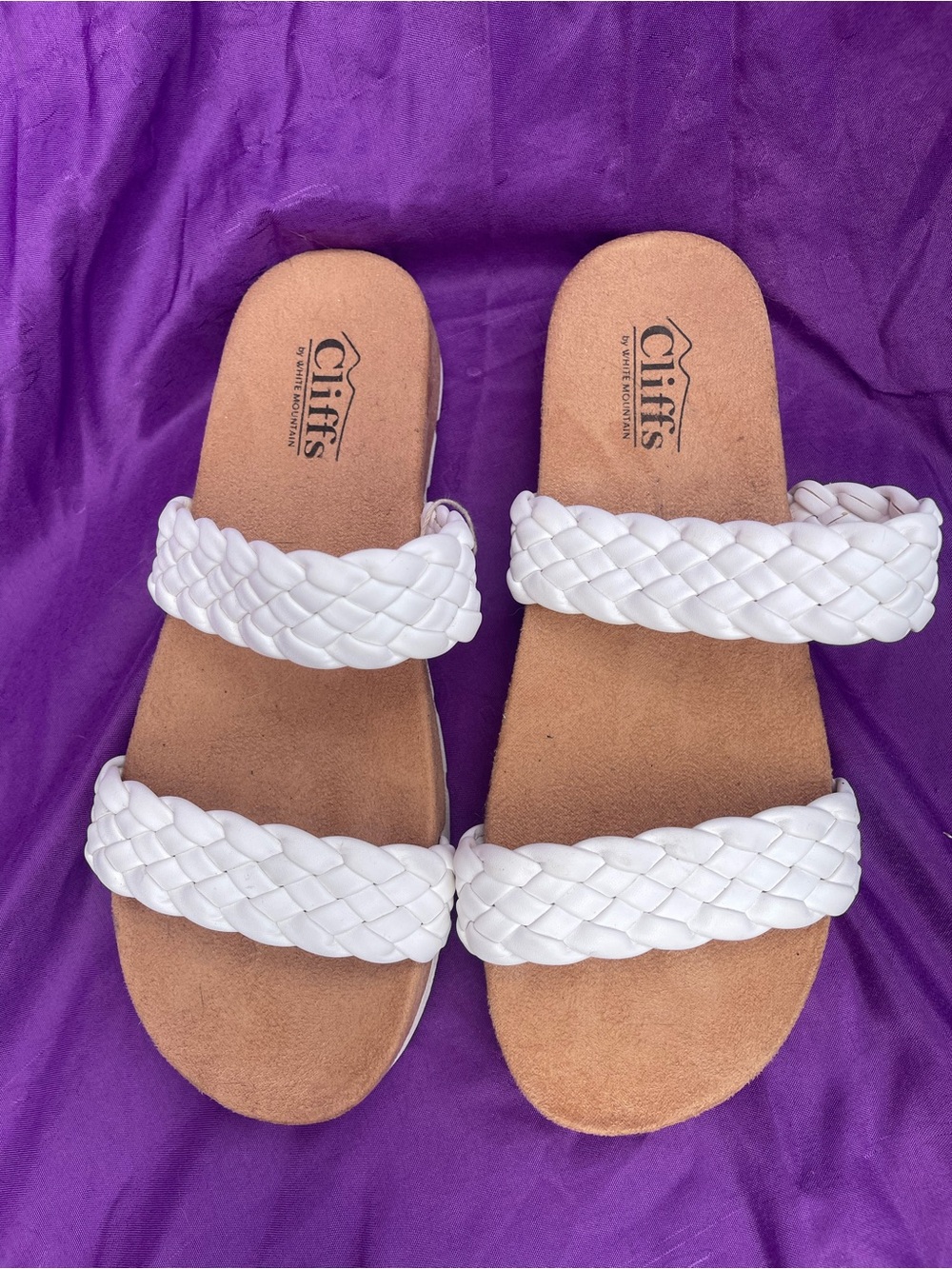 Cliffs by WHITE MOUNTAIN White Braided Double-Strap Slide Sandals
